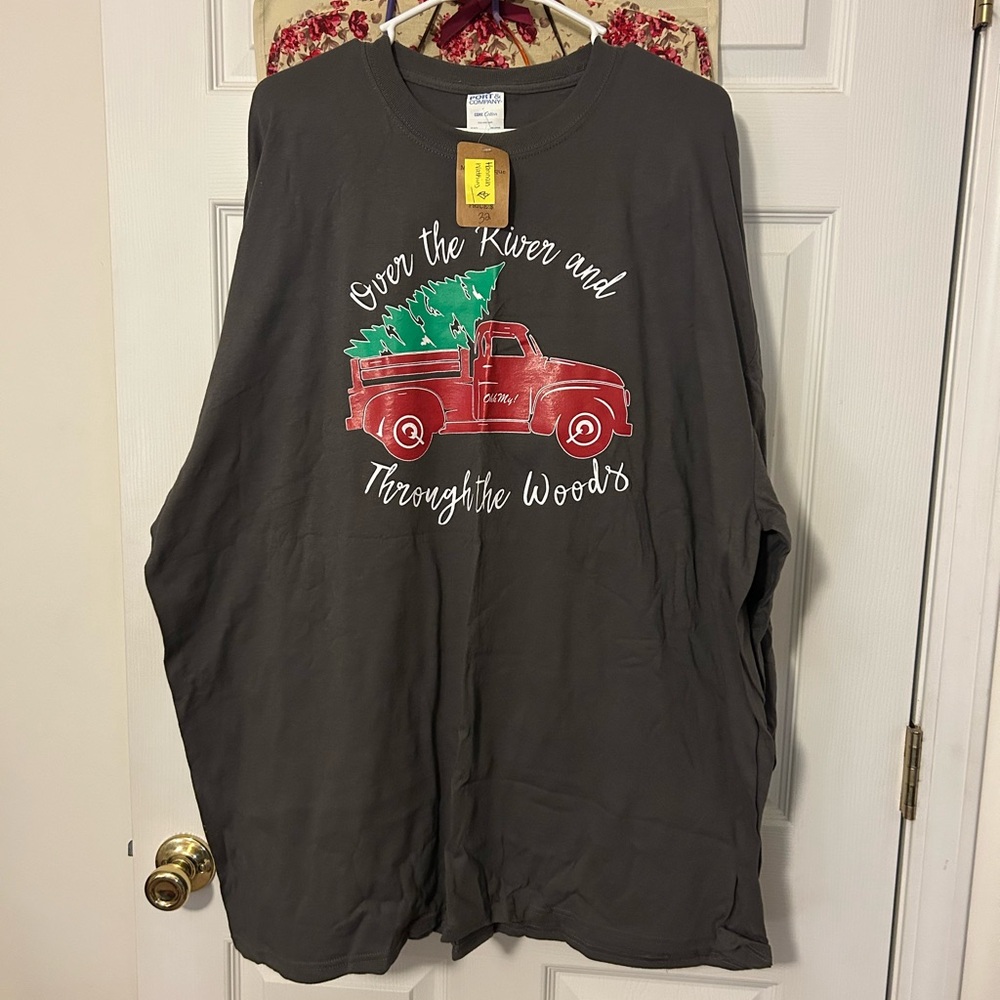 BNWT Size 3XL Gray Long Sleeve Shirt with Red Truck Graphic
